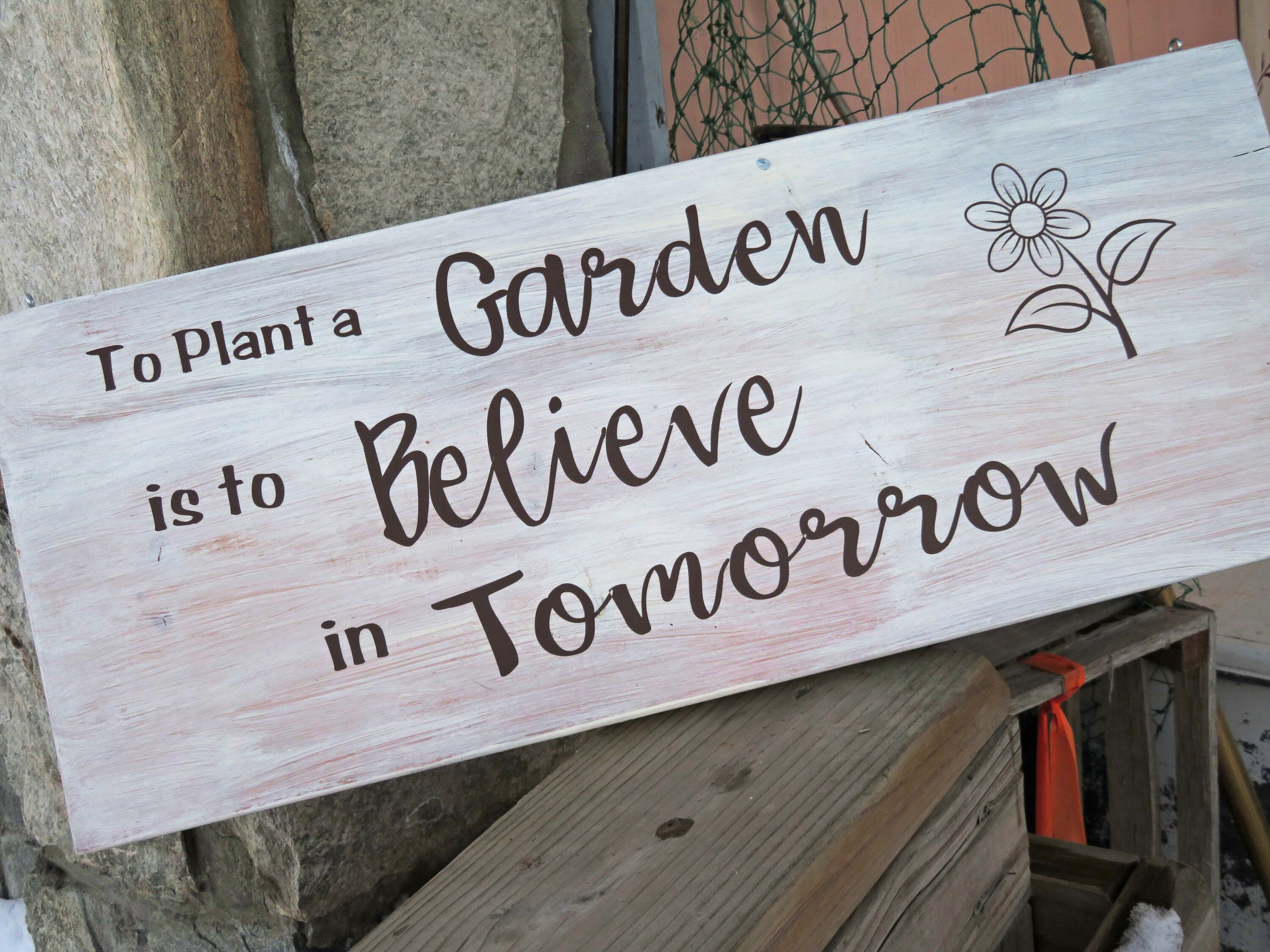 Rustic Shabby Chic Garden Sign Garden Art Gift for Gardener Believe in