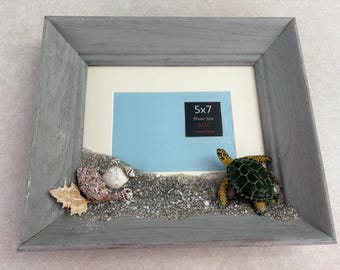 Ocean Sea Shell Sea Turtle Picture Frame for Beach Decorating