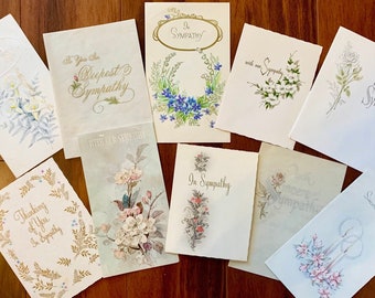 Vintage Sympathy Cards, 1950s-60s Ephemera, Junk Journal Lot of 10