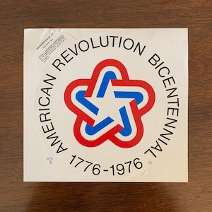 Vintage 1976 American Revolution Vinyl Decal, Commemorative Bicentennial Window Sticker