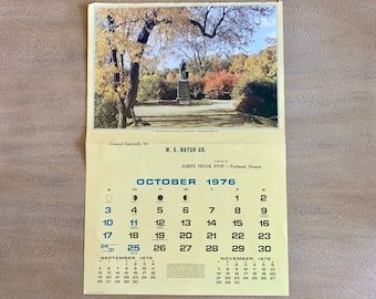 Vintage 1976 Hatch Co Bicentennial Calendar Page, Vintage Jubitz Truck Stop Souvenir Poster