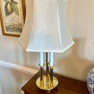 Vintage Bouillotte 3 Arm Brass Table Lamp, French Style Candlestick Lamp, Shade Not Included