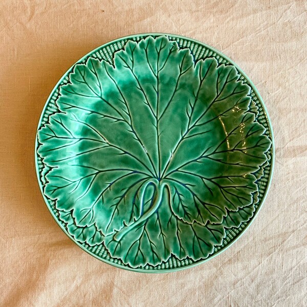 Wedgwood Green Majolica Cabbage Leaf Plate, Wall Plate