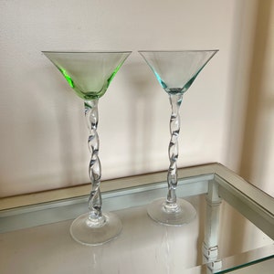 Unique Handcrafted Martini Glasses with Multicolored Twisted Stems — Red  Co. Goods