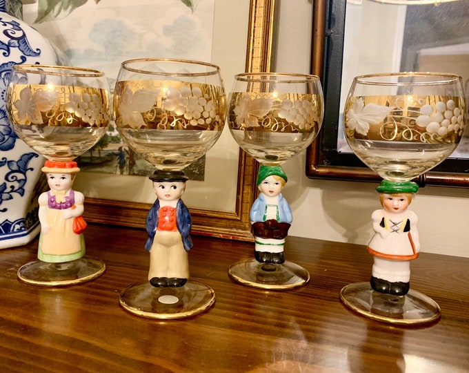 Vintage Goebel Hummel Bavarian Wine Glasses, Hummel Figurine Cordial Glasses Etsy