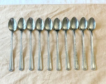 Vintage Stainless Iced Tea Spoons, Set Of 10 Silver Spoons