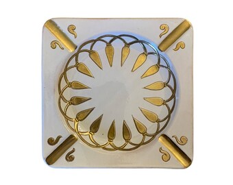 Ugo Zaccagnini Italian Pottery Ashtray, Large Art Deco Catchall, Signed