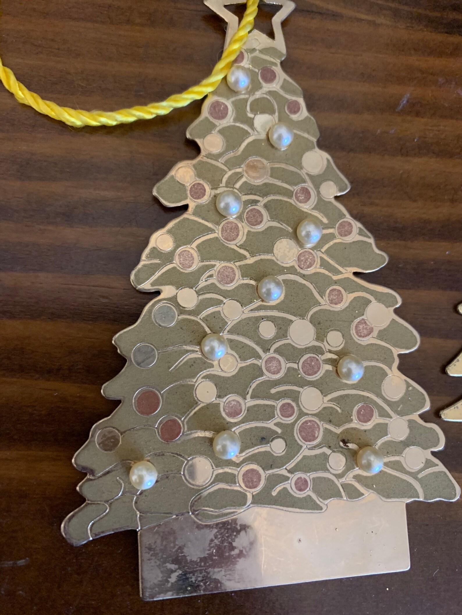 Vintage Beaded Brass Christmas Tree Ornaments Etsy