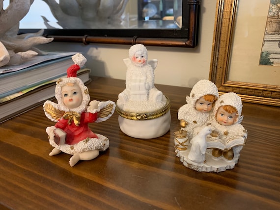 Vintage Snowbaby Trinket Box, K's Collection Christmas Snow Angel