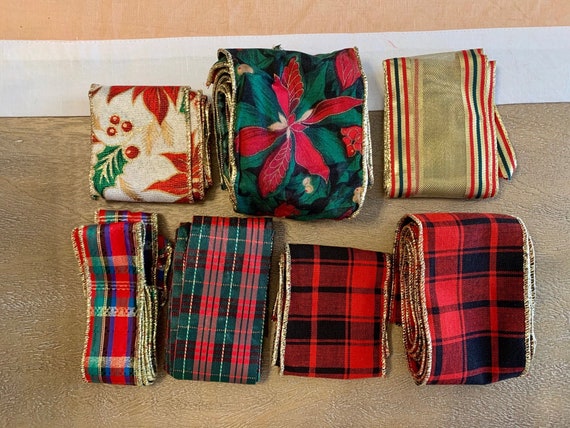 Vintage Christmas Ribbon Destash, Gift Wrapping Ribbon