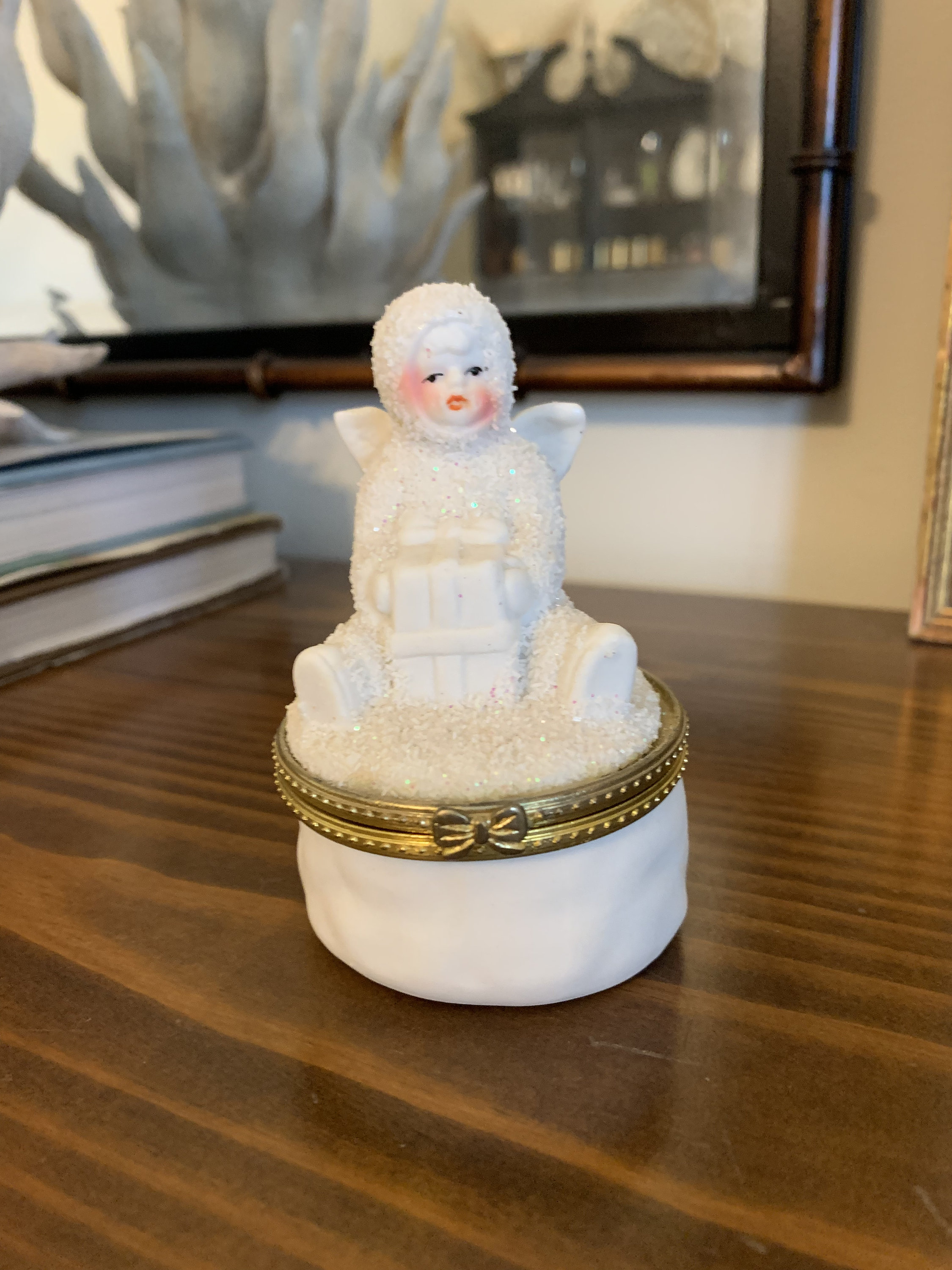 Vintage Snowbaby Trinket Box, K's Collection Christmas Snow Angel