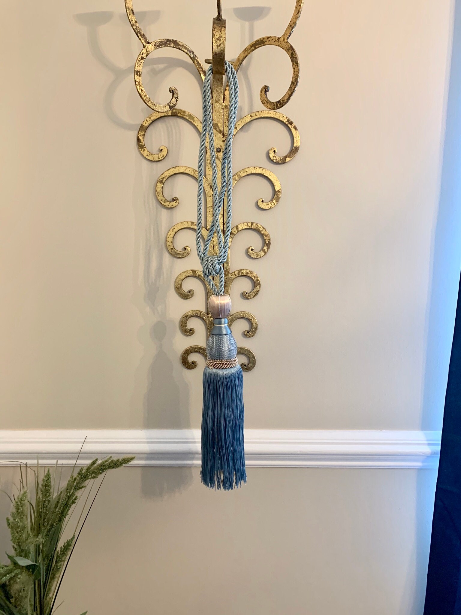 Pair of French Blue Tassel Curtain Tie Backs Silk Braided Etsy