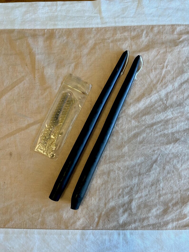 Hand Dipped Black Taper Candlesticks, Pair of 12 Inch Black