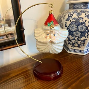 Vintage Kurt Adler Santa Ornament With Display Stand, Kurt S Adler For Von Maur Santa Clause Face Ornament