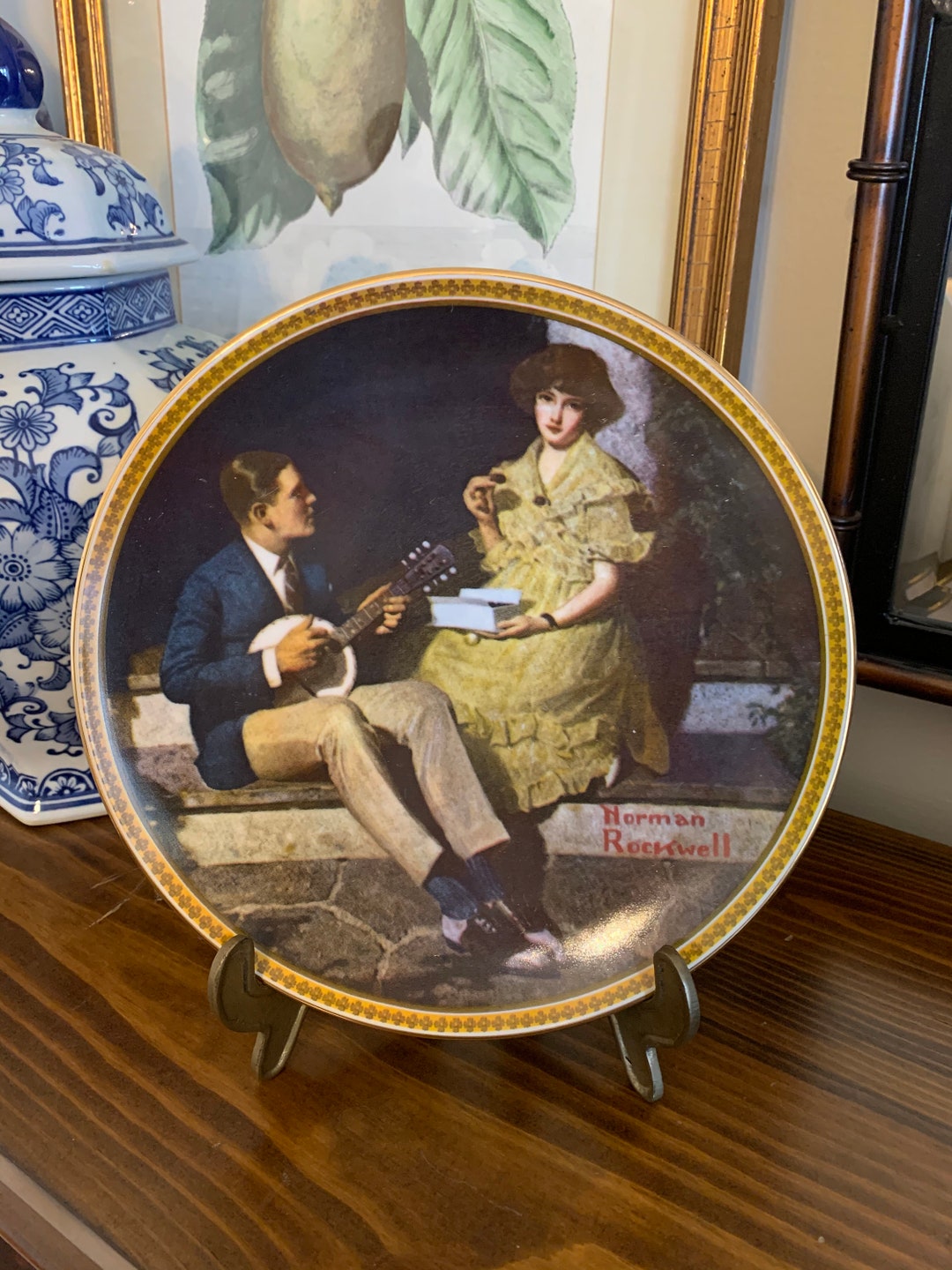 Norman Rockwell Plate, Pondering on the Porch, Rediscovered Women Limited  Edition Collectors Plate 