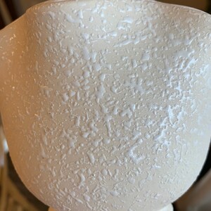 Retro White Stucco Compote Vase, Spatter Pottery Pedestal Vase With Ruffled Rim image 4