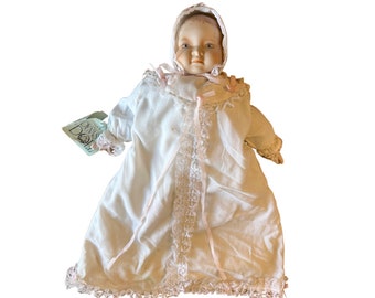 Vintage Dynasty Doll, Porcelain Bye Lo Doll In Christening Gown
