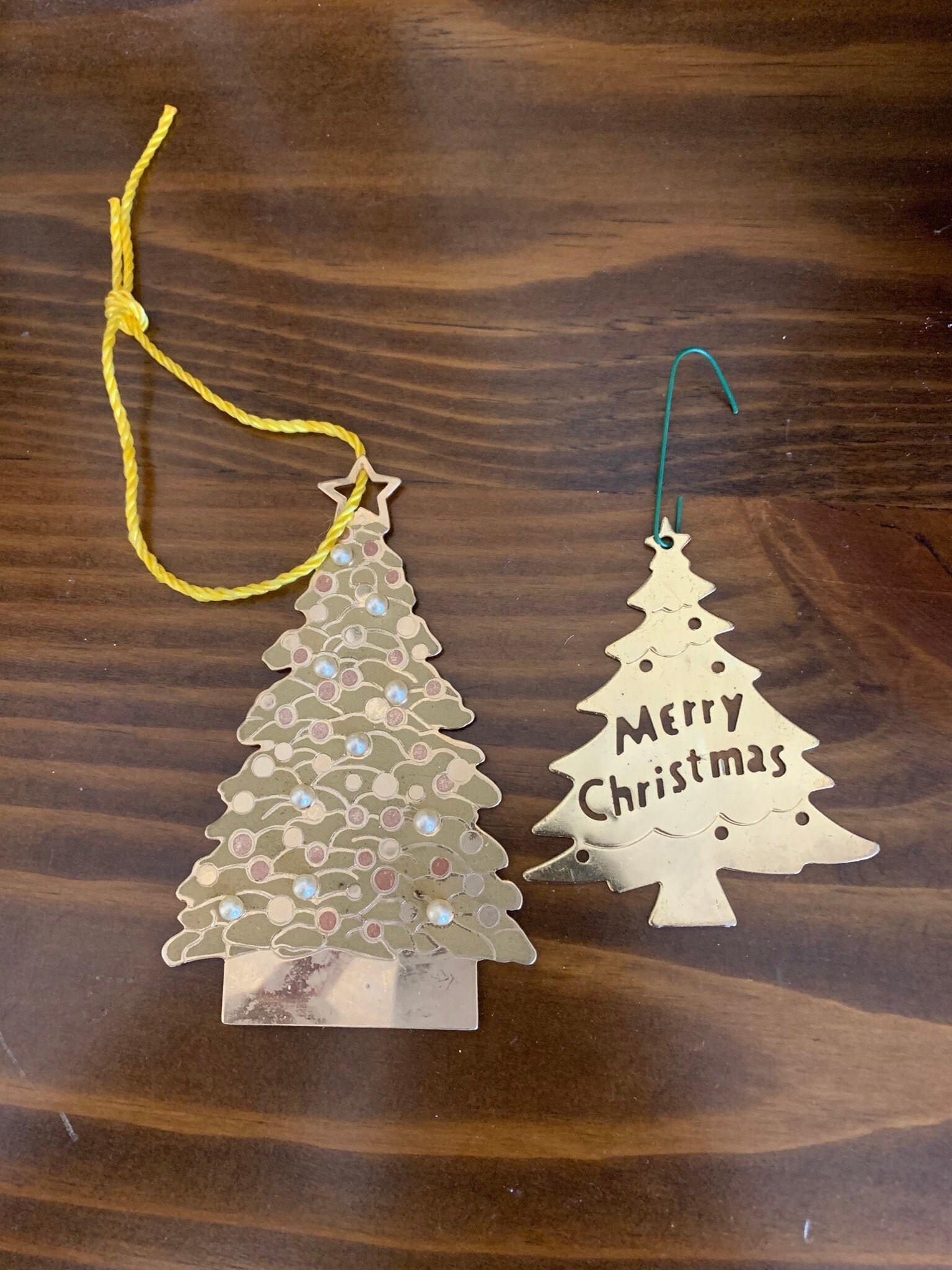 Vintage Beaded Brass Christmas Tree Ornaments Etsy