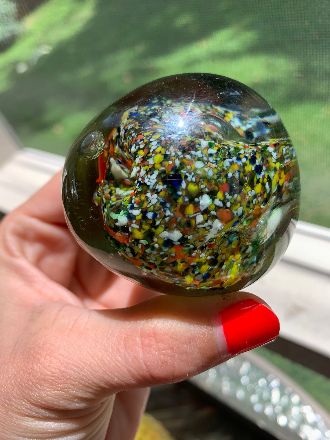 Murano Confetti Glass Paperweight Etsy
