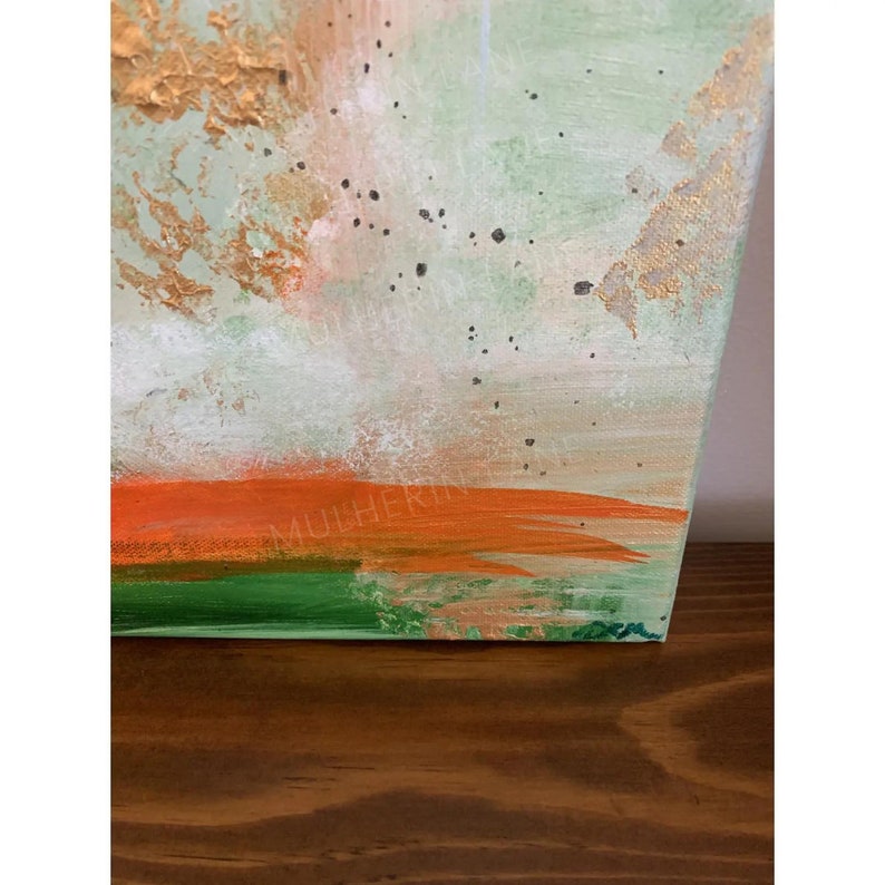 Green and Gold Abstract Wall Art 16x20 Original Painting Etsy