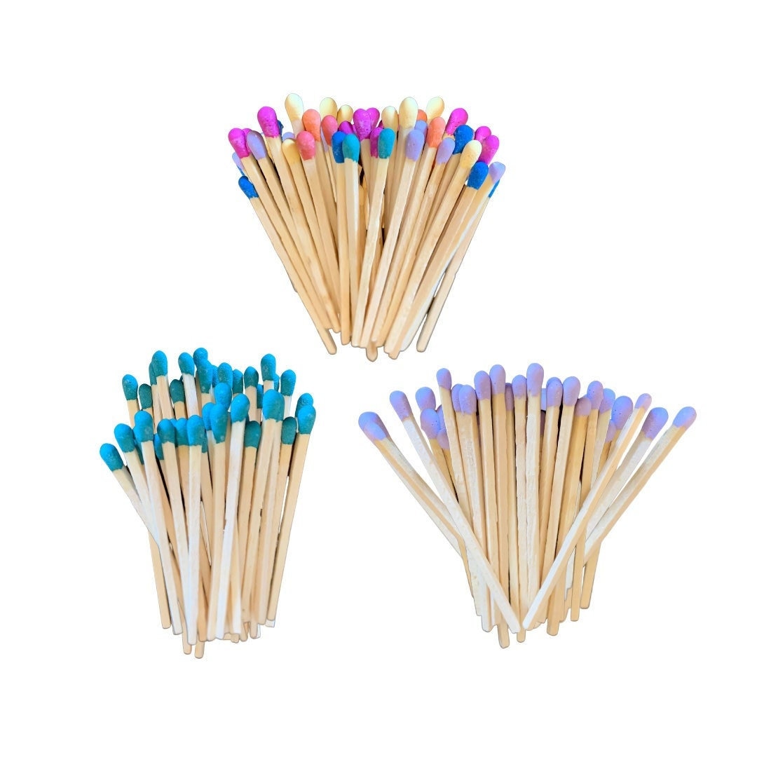 Colored Tip Matches, Colorful Matchsticks, 25 pc Refill Bundle