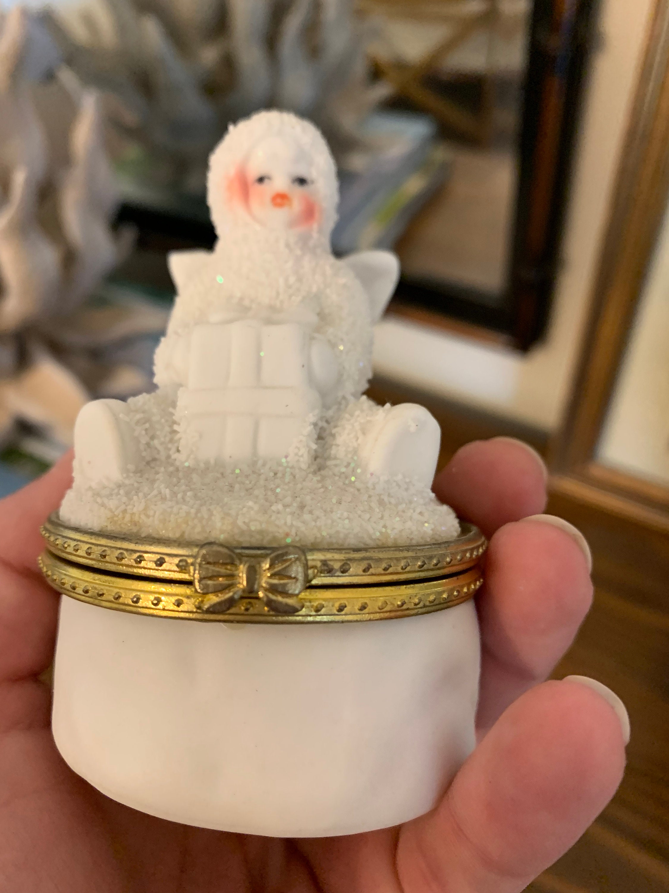 Vintage Snowbaby Trinket Box, K's Collection Christmas Snow Angel