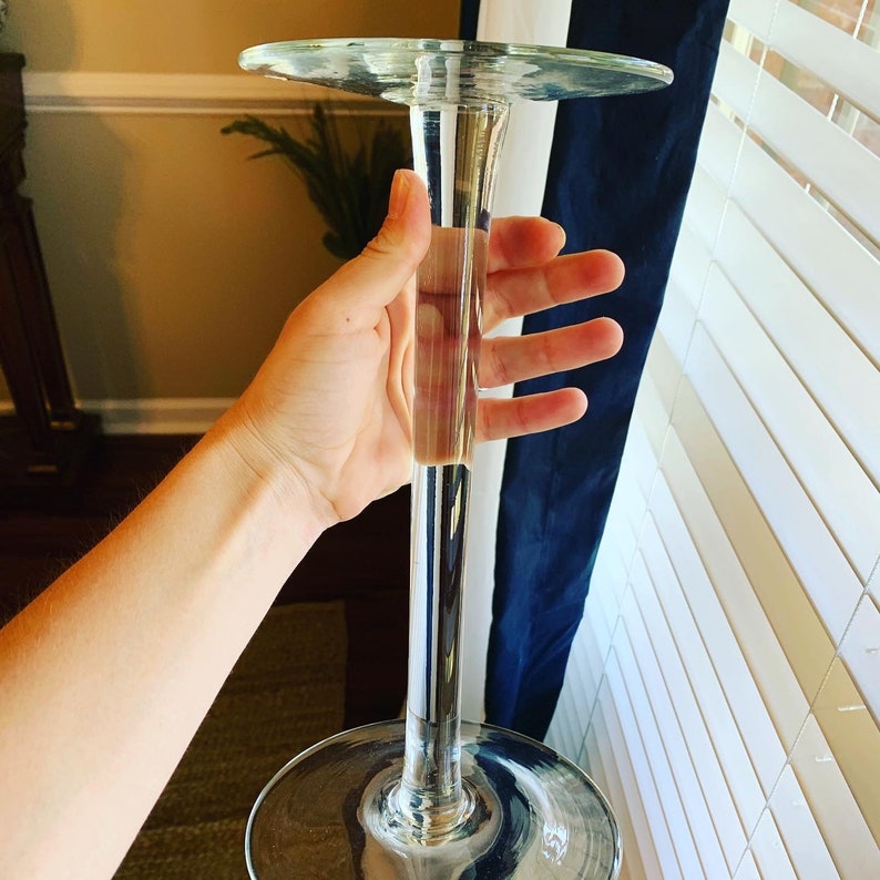 Antique Blown Glass Pedestal Risers Pillar Candle Holders Etsy