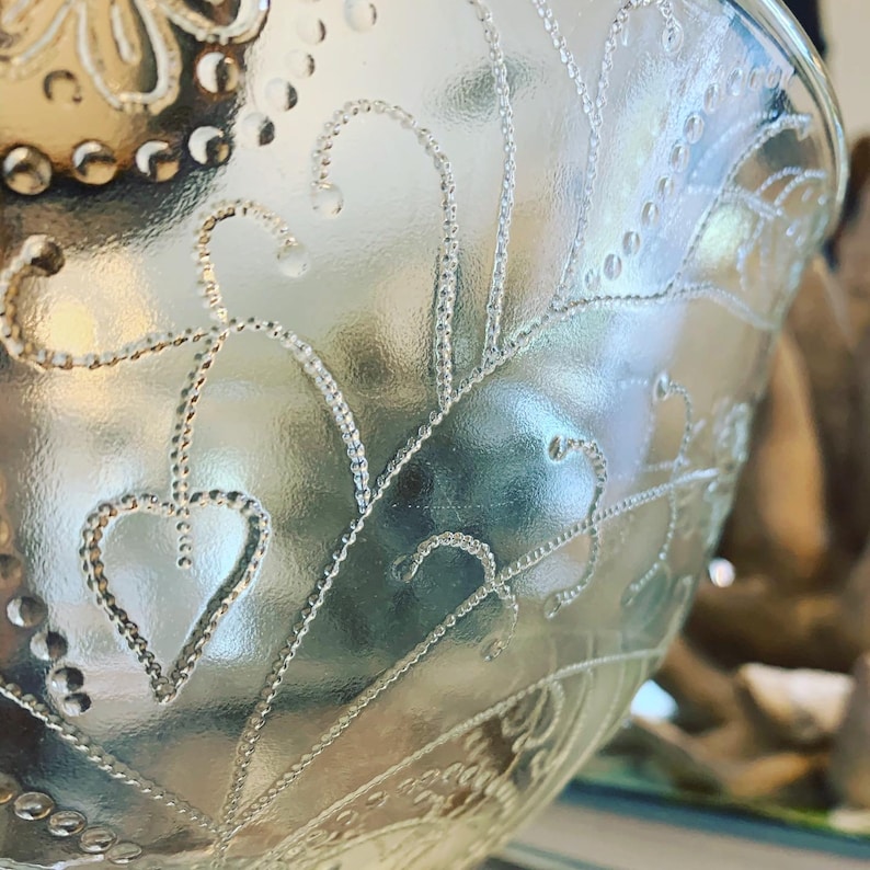 Vintage Zabkowice Beaded Glass Pedestal Bowl Handmade in Etsy