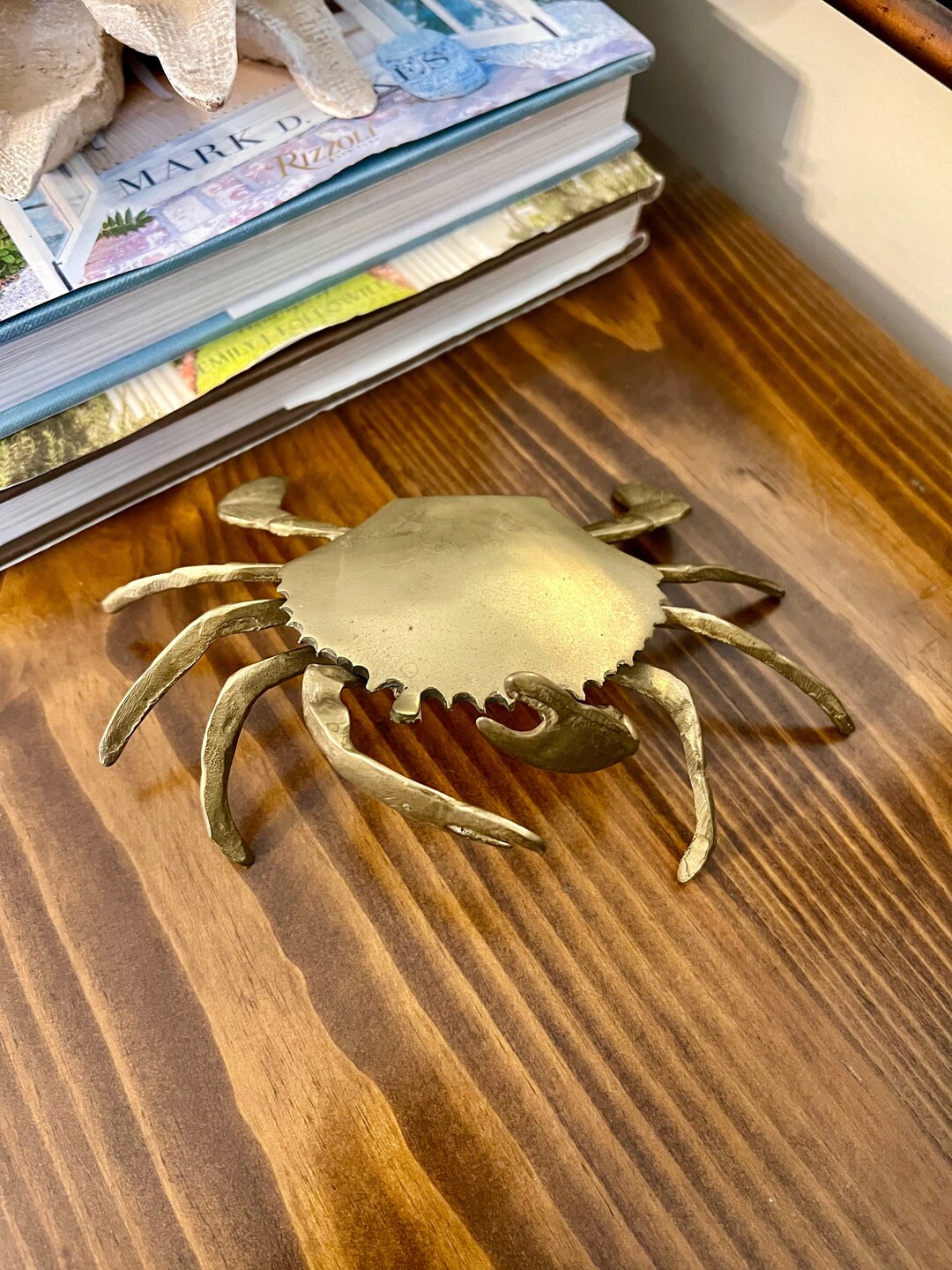 Vintage Brass Crab Ashtray, Articulated Crab Hidden Ashtray Hinged