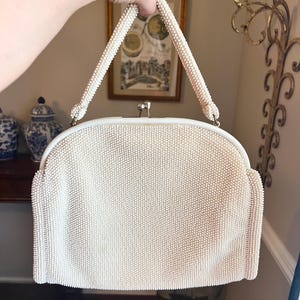 Lumured ヴィンテージ　50 ‘s 古くて素敵なビーズバッグ　アイボリー Lumured ヴィンテージ 50 's 古くて素敵なビーズバッグ