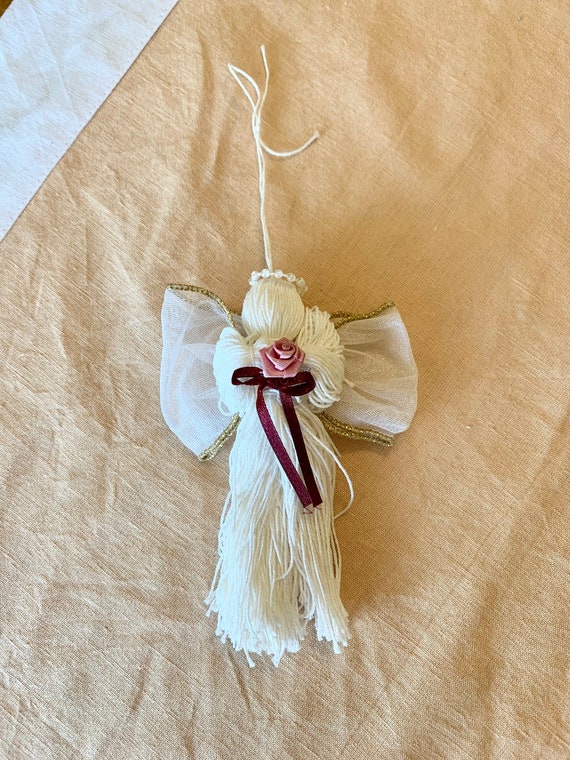 Vintage Yarn Doll Angel Christmas Ornament Etsy