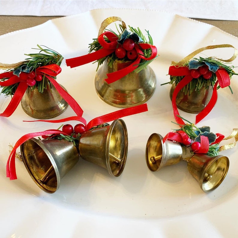 Vintage Brass Christmas Bells Christmas Ornaments Brass Etsy
