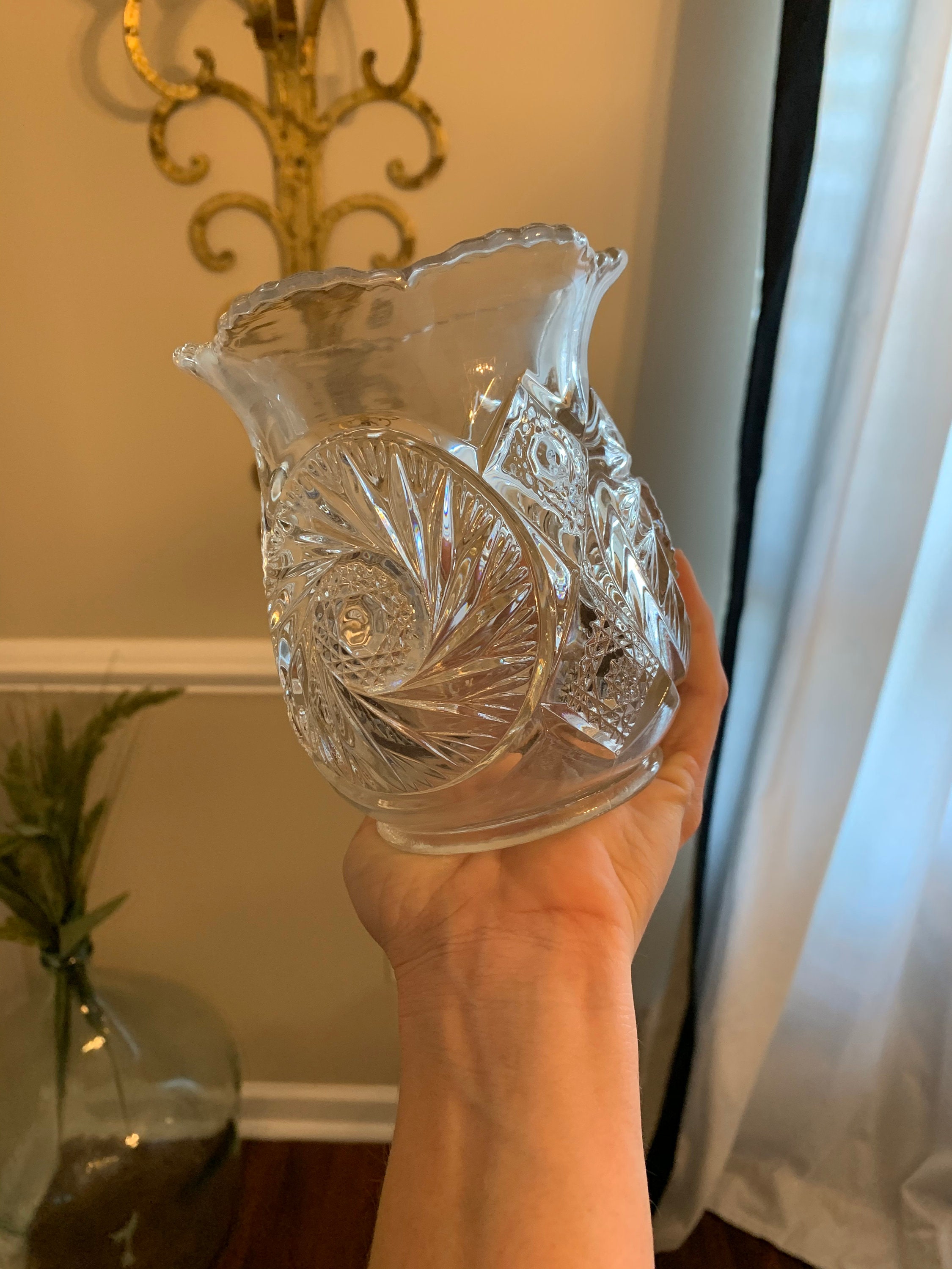 Prescut Glass Spooner by Mckee EAPG Brilliant Cut Glass Etsy