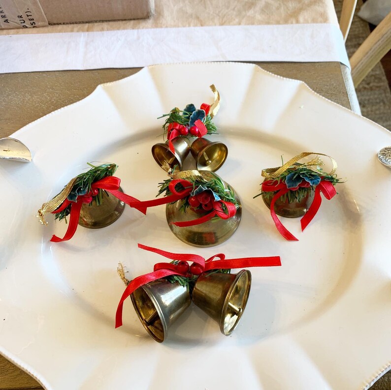 Vintage Brass Christmas Bells Christmas Ornaments Brass Etsy