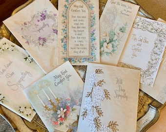 Vintage Sympathy Cards Ephemera Lot: 1950s-60s Religious Cards for Junk Journals