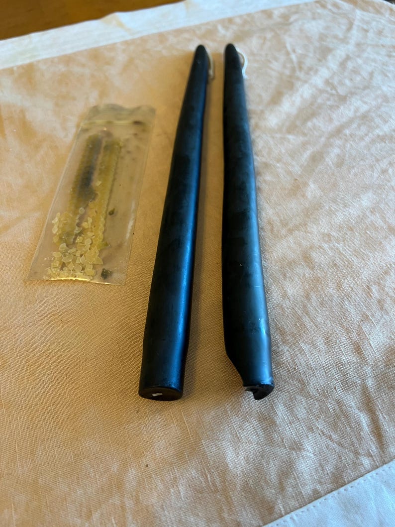 Hand Dipped Black Taper Candlesticks, Pair of 12 Inch Black