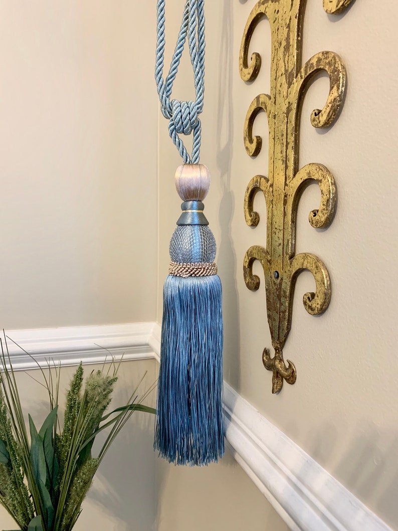 Pair of French Blue Tassel Curtain Tie Backs Silk Braided Etsy