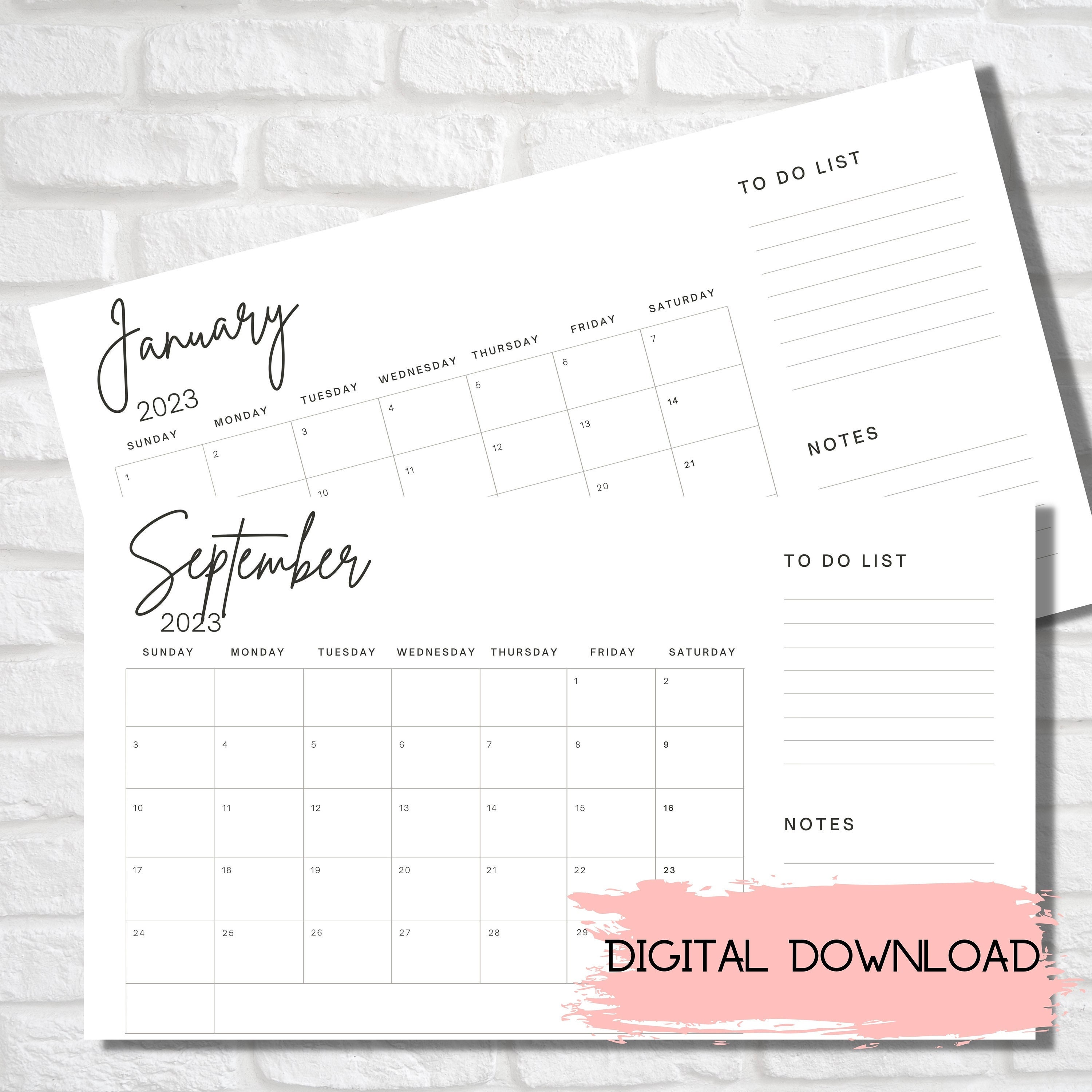 2023 Calendar Printable Desk Calendar 2023 Download Etsy Canada