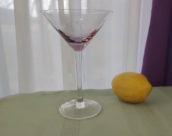 The Chrystal Polka Dot Martini Glass Waterford Marquis Pink Etched Dots Clear Stem Unique Gift Vintage Stemware Cocktail Hour