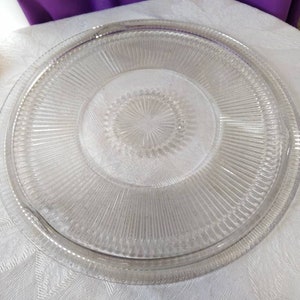 Large Glass Cake Plate 3 footed Large 12 Inch Rare Fits 11 Inch Cake RARE Kitsch Kitchen Cake Fitd 11 Inch Cake Cover. image 3