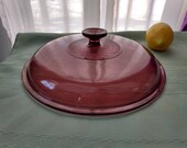 Pyrex Visions Cranberry 10 inch Lid Fits the Visions 10 Visionware Skillet Replacement Pink Glass Cover