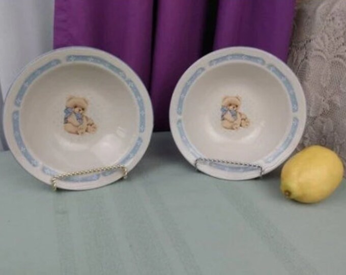 Theodore Tienshan Country Bear Stoneware Cereal Bowls Set of 2 Collectable Replacement China GrandesTreasures 7 Inch Diameter