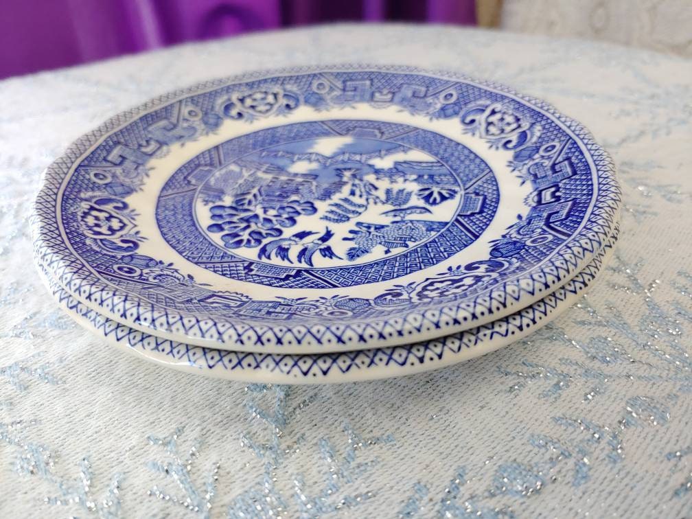 Myott Meakin Tableware Blue Willow Tea Cup Saucers 2 Swirl Pattern