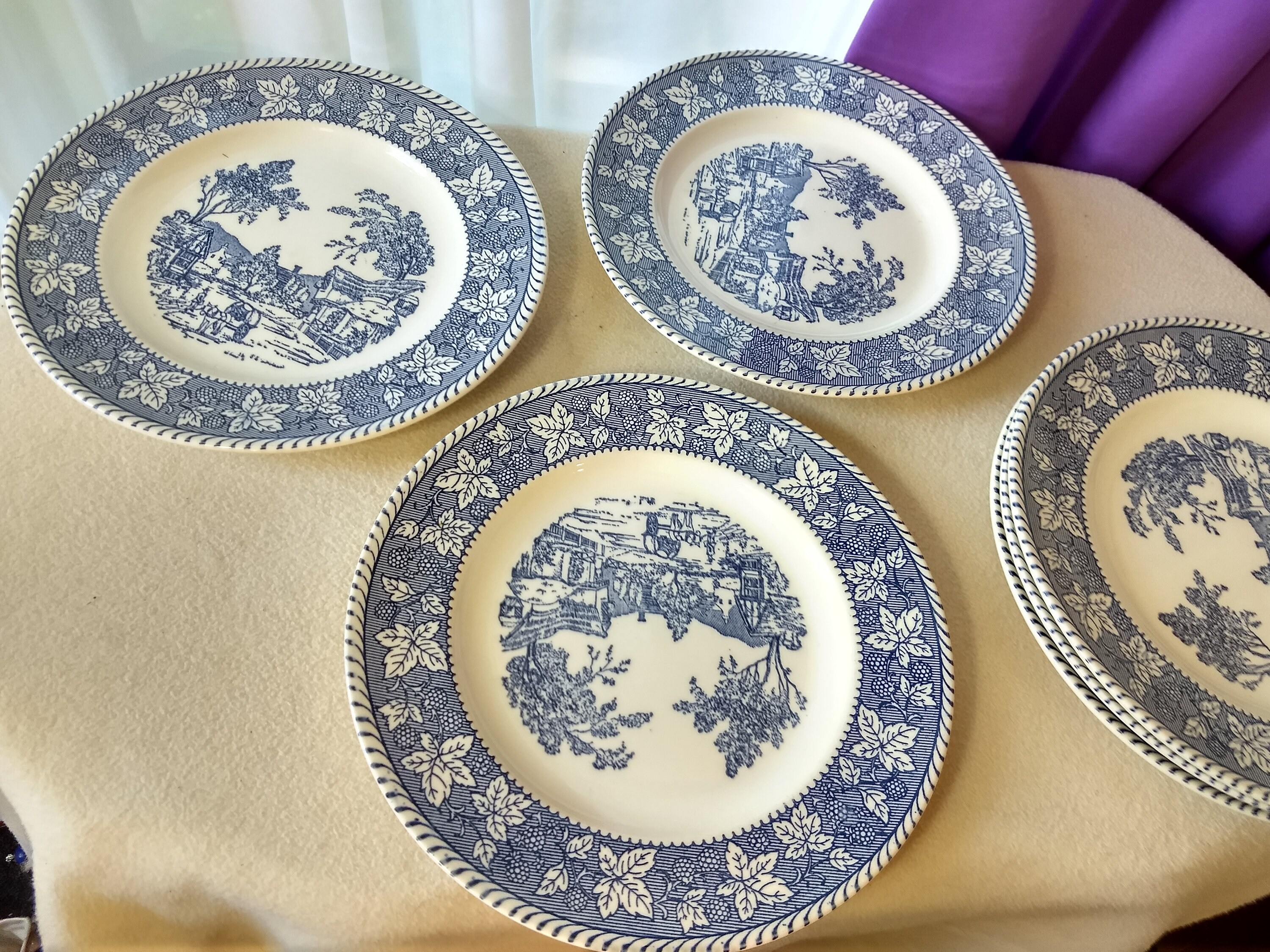Set Of 6 Homer Laughlin Stratfordshire Shakespeare Country Blue And