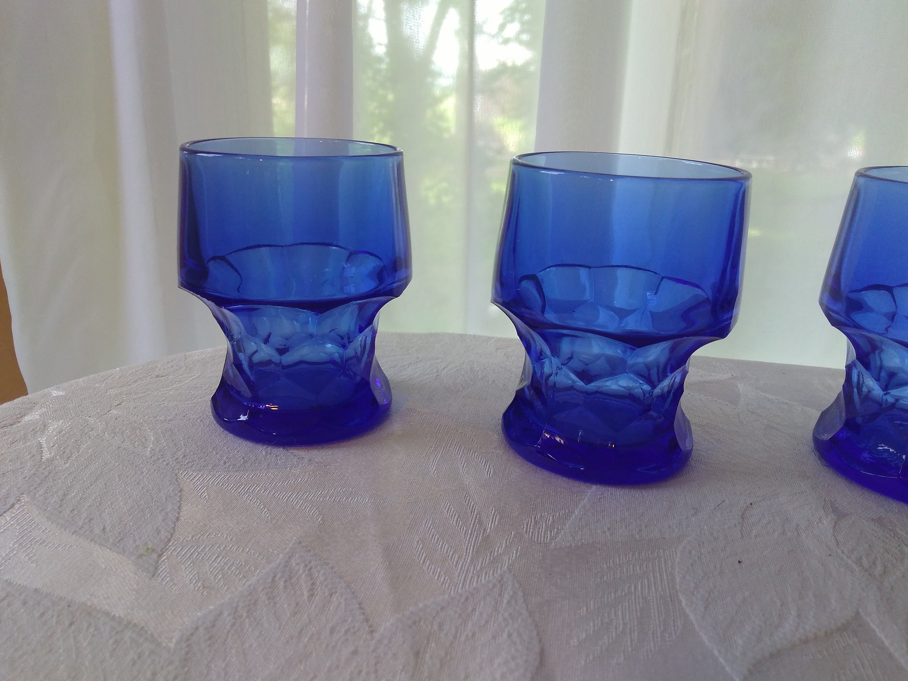 4 Cobalt Blue Glass Tumbler Set Of 4 Cobalt Blue Glass Kitchen Decor