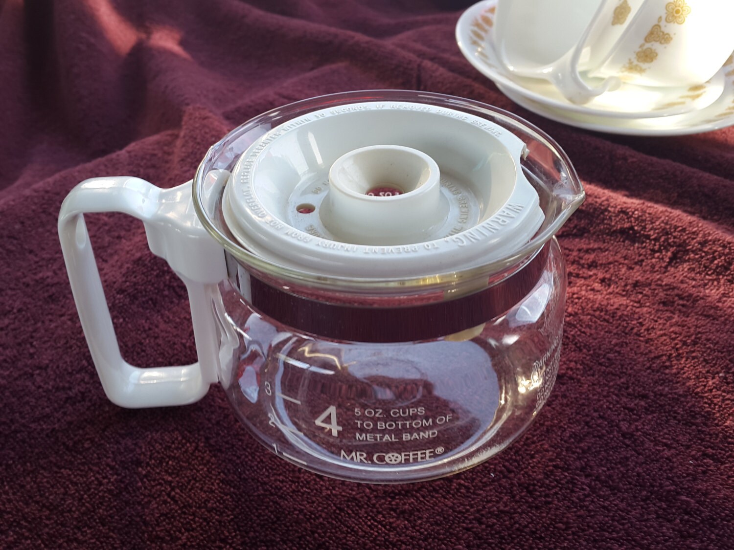 Mr Coffee 4 Cup Glass Replacement Pot Carafe Decanter White Lid & Handle