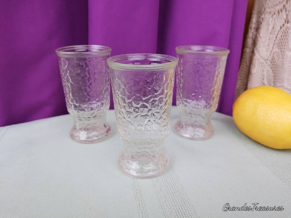 Vintage Brockway Juice Glasses Crackle Pattern Shrimp Cocktail Jelly