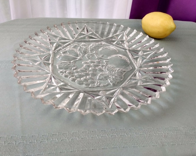 Vintage Pioneer Clear Dinner Plate Pattern 2806 By Federal Glass Plate Fruit Embossed 11 Inch Intaglio Center Clear Depression Replacement