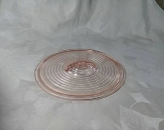 Jeannette Bottle Works Glass Lid 70 Oz. 8 Inch Jeannyware Jenny Ware Refrigerator Leftovers Container Replacement Pink Depression Glass Lid