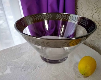 Vintage Punch Bowl Dorothy Thorpe Mod Silver Laurel Leaf Salad Bowl Serving Bowl  Extremely Rare MCM Wedding Decor